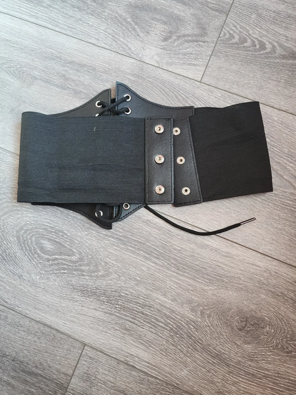 Black Wide Lace-Up Corset Belt OS Renaissance Whimsygoth